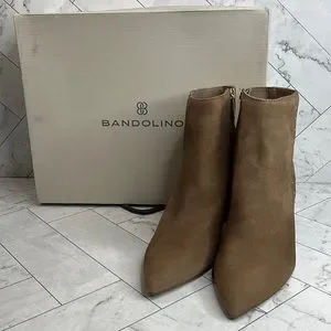 NWT Bandolino Womens Zoila Dark Natural Leather Suede Boots Booties SIZE 7.5M